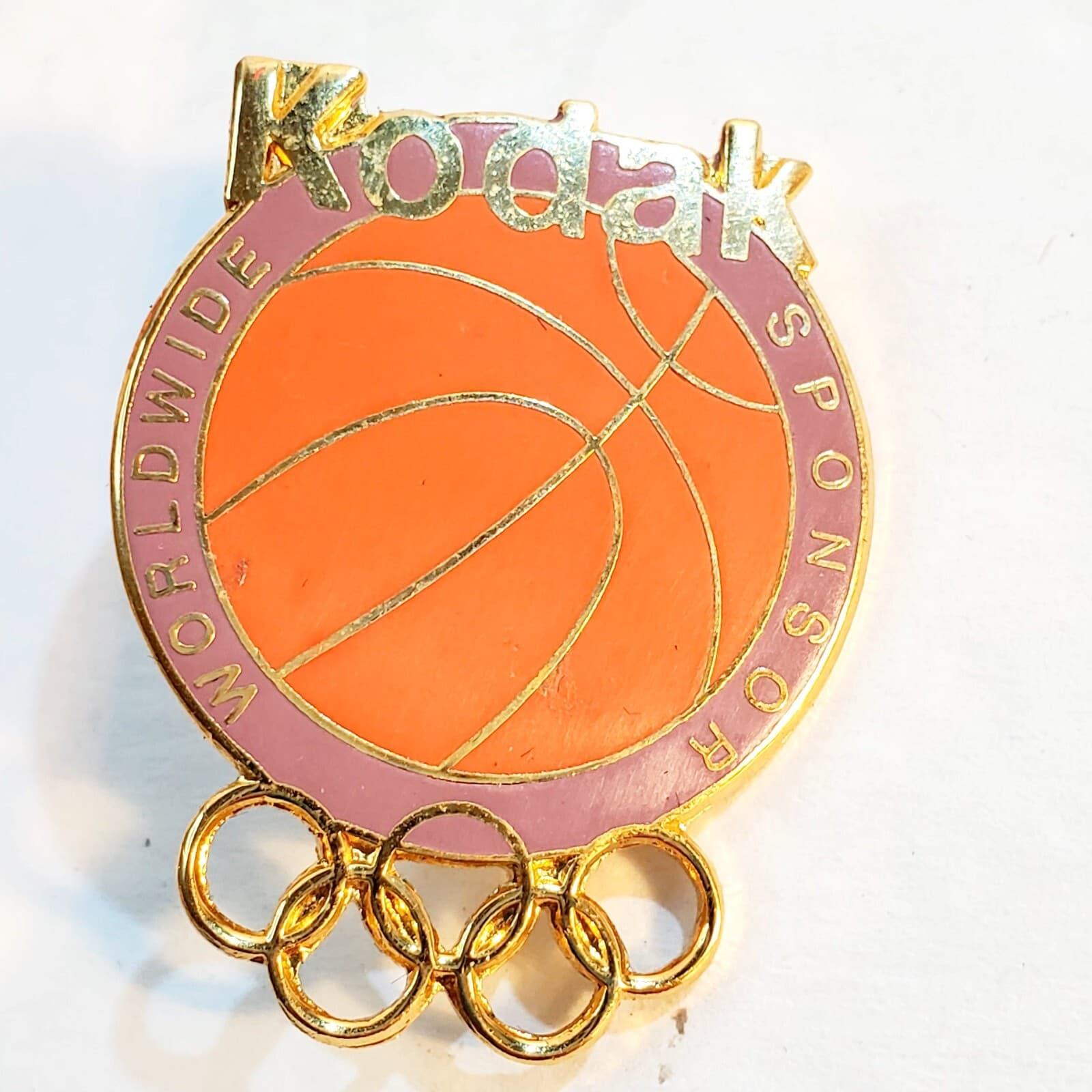 Vtg 1996 Atlanta Olympics BASKETBALL Kodak Worldwide Sponsor Enamel Lapel Pin