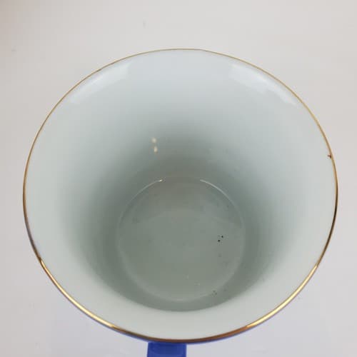 Vtg Blue & White Currier & Ives A Home In the Wilderness Shaving Mug Coffee Cup - Thumbnail 5