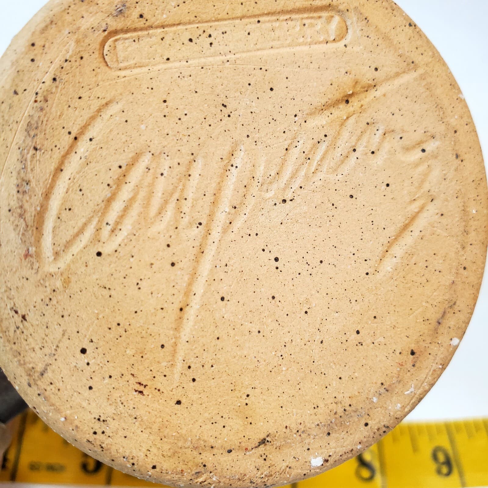 Vintage Studio Art Pottery Coffee Mug Cup Artist Signed Stoneware Offset Handle - Thumbnail 6