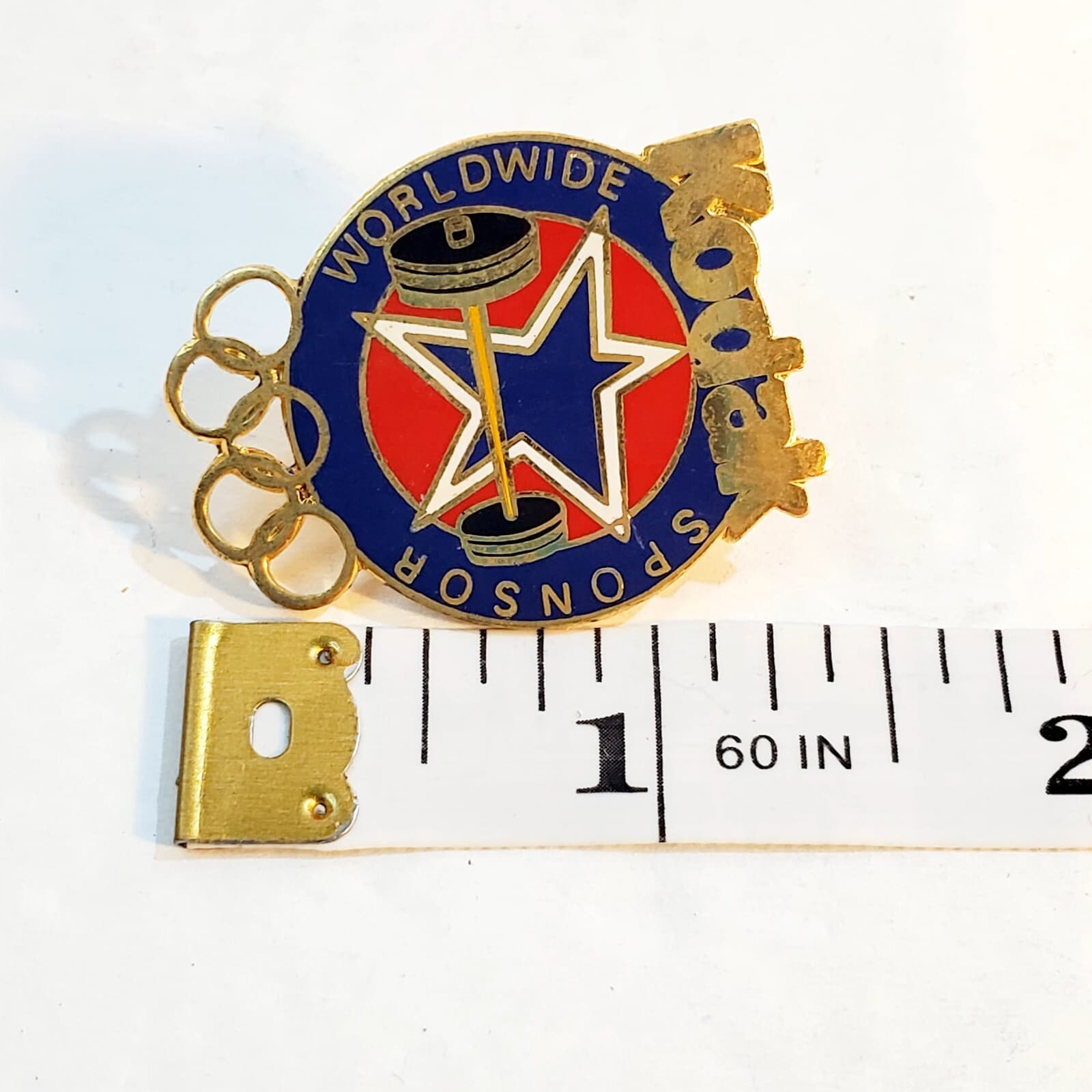 Vtg 1996 Atlanta Olympic WEIGHT LIFTING Kodak Worldwide Sponsor Enamel Lapel Pin - Thumbnail 3