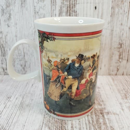 Vtg Dunoon Glad Tidings Christmas Mug Made In Scotland Children Santa Skating - Thumbnail 3