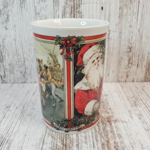 Vtg Dunoon Glad Tidings Christmas Mug Made In Scotland Children Santa Skating - Thumbnail 2