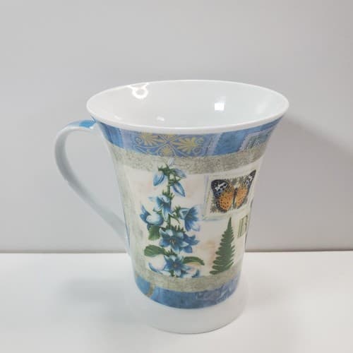 Pimpernel Porcelain Botanical Butterfly Flower Fern Flared Coffee Tea Mug - Thumbnail 3