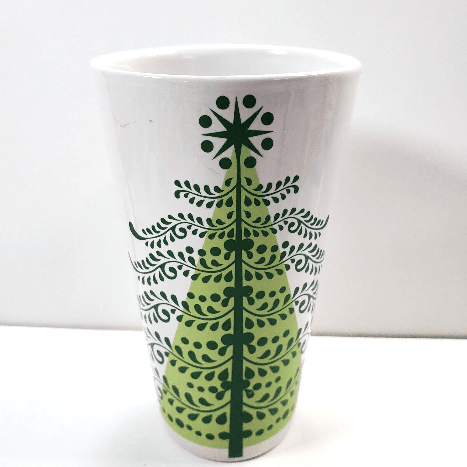 Starbucks 2011 Christmas Latte Mug 16 oz Green Tall Tree w/ Star 6"