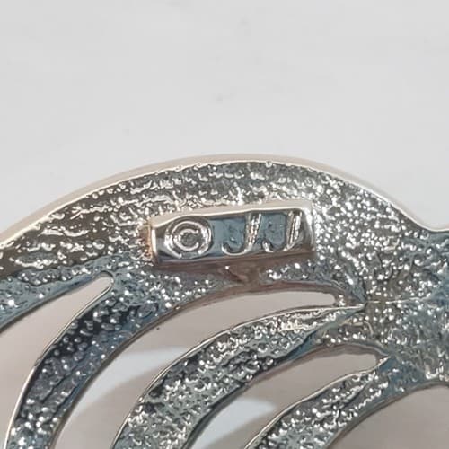 Vintage JJ Jonette Art Deco Abstract Woman Silhouette Silver Tone Brooch Pin - Thumbnail 3