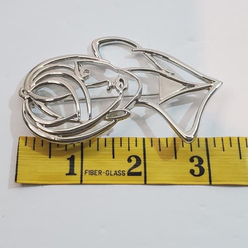 Vintage JJ Jonette Art Deco Abstract Woman Silhouette Silver Tone Brooch Pin - Thumbnail 4