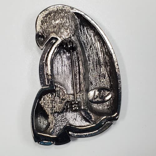 Vintage LC Liz Claiborne 2 Tone Metal Smokey Rhinestone Eye Penguin Brooch Pin - Thumbnail 2