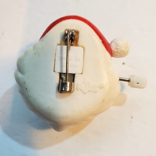 Vintage Russ Plastic Wind-Up Googly Eyes Laughing Santa Claus Brooch Pin Works - Thumbnail 2
