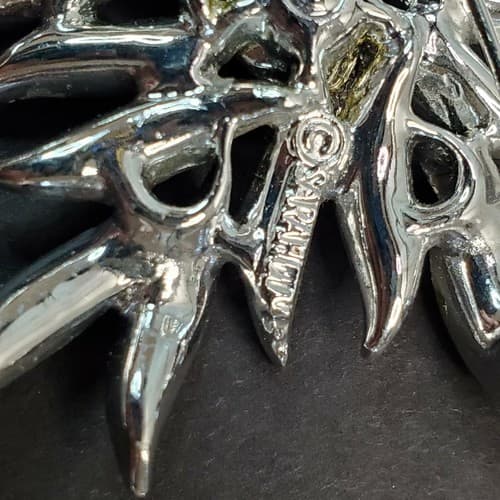 Vintage Sarah Coventry Silver Tone Iridescent Rhinestone Flower Brooch Pin - Thumbnail 4