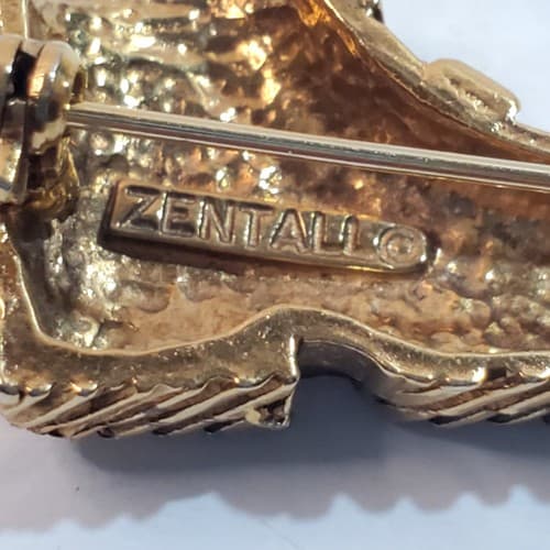 Vintage Zentall Gold Bronze Tone Metal Work Boot Shoe Brooch Pin - Thumbnail 3