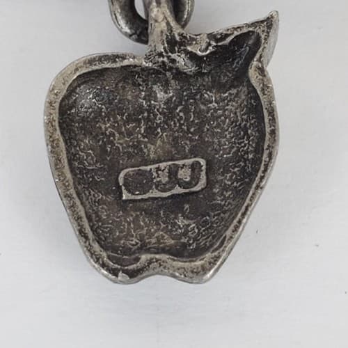 Vintage Signed JJ Pewter Teachers Rule Apple Ruler Brooch Pin - Thumbnail 3