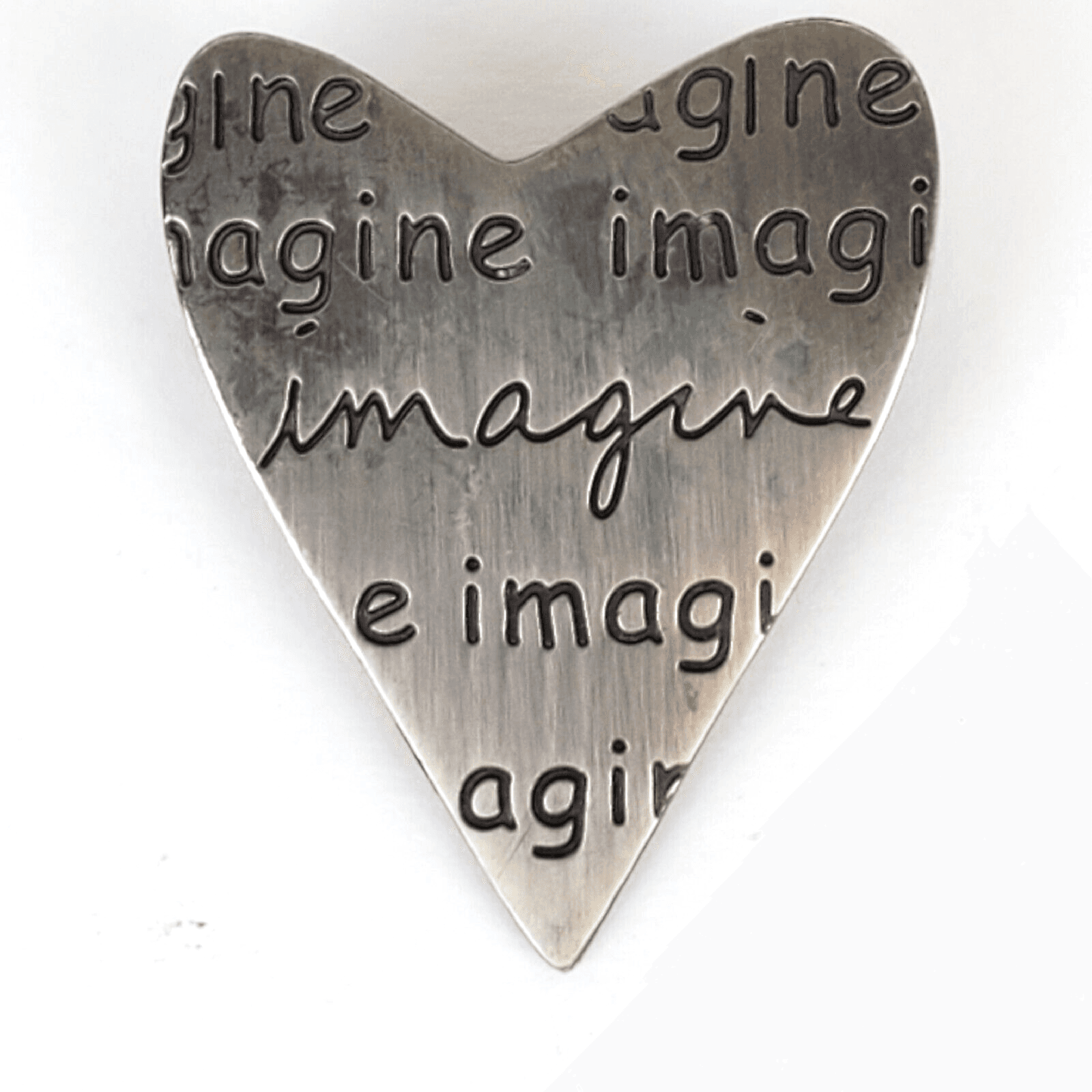 Sandra Magsamen Pewter Heart Dream Brooch Pin Matte Silver Tone Inspirational