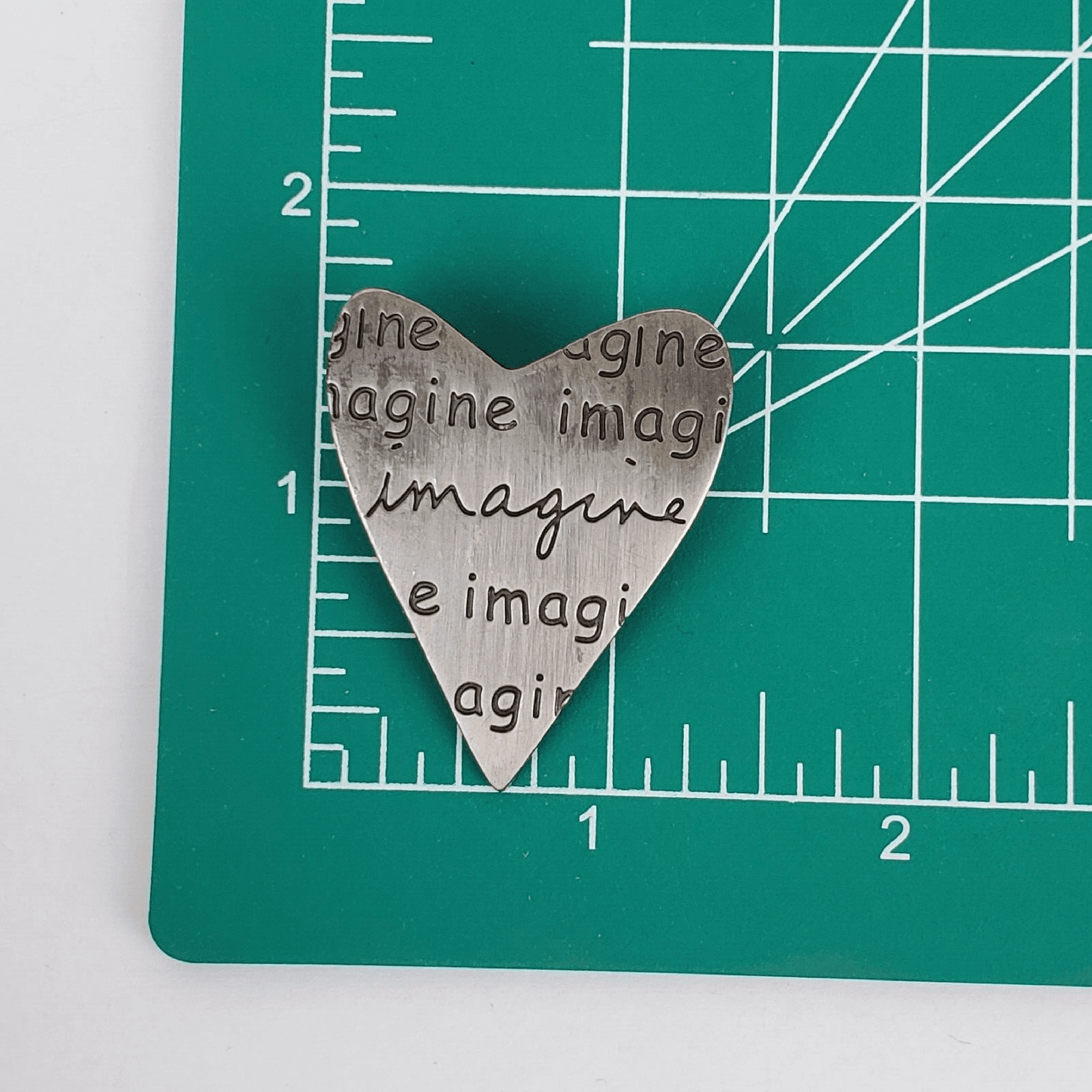 Sandra Magsamen Pewter Heart Dream Brooch Pin Matte Silver Tone Inspirational - Thumbnail 4