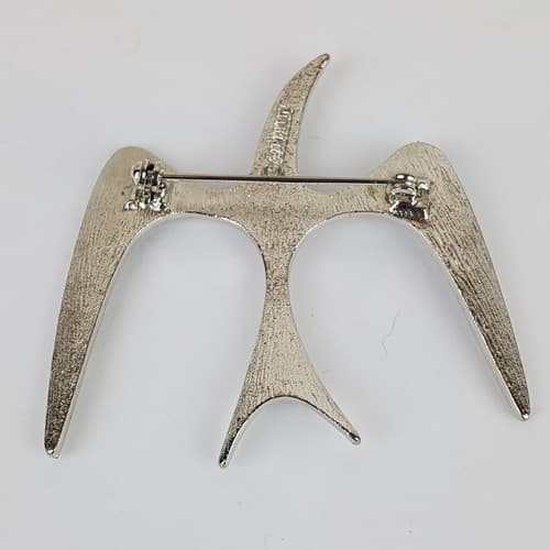 Vintage SARAH COVENTRY Silver Tone Mid Century Modernist Retro Bird Brooch Pin - Thumbnail 2
