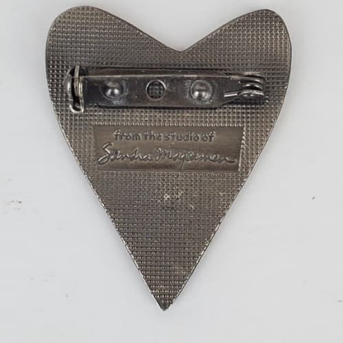 Sandra Magsamen Pewter Heart Dream Brooch Pin Matte Silver Tone Inspirational - Thumbnail 2