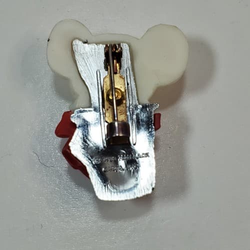 Vtg 1983 Hallmark Cards Plastic Christmas Mouse Sitting in a Thimble Brooch Pin - Thumbnail 2