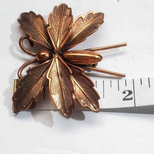 Vintage Copper Tone Metal Textured and Shiny Butterfly Bug Insect Brooch Pin - Thumbnail 4