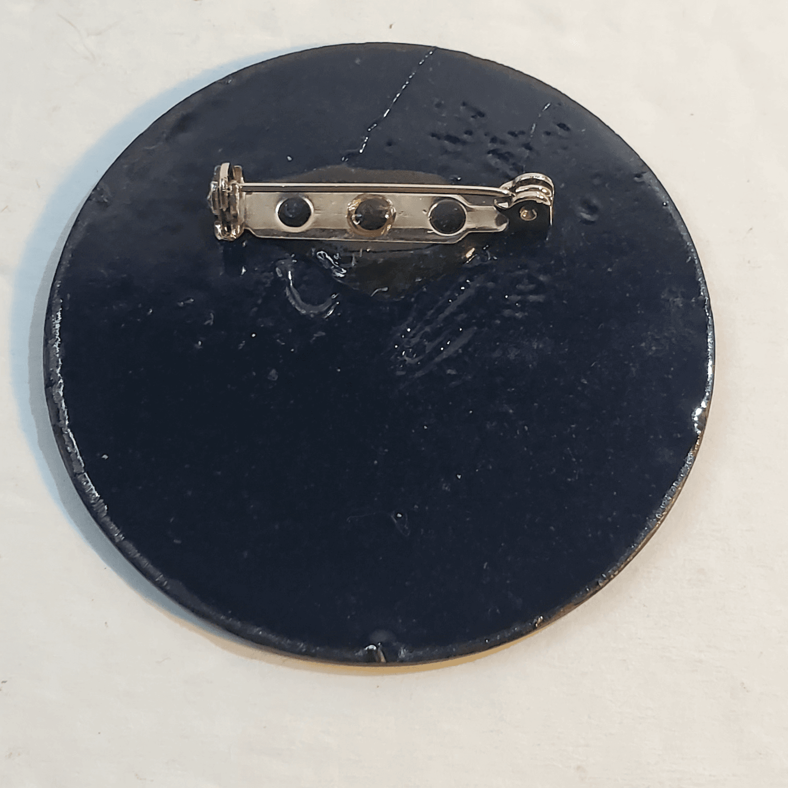 Vintage Mid Century Abstract Modernist Round Enamel on Metal Brooch Pin - Thumbnail 2
