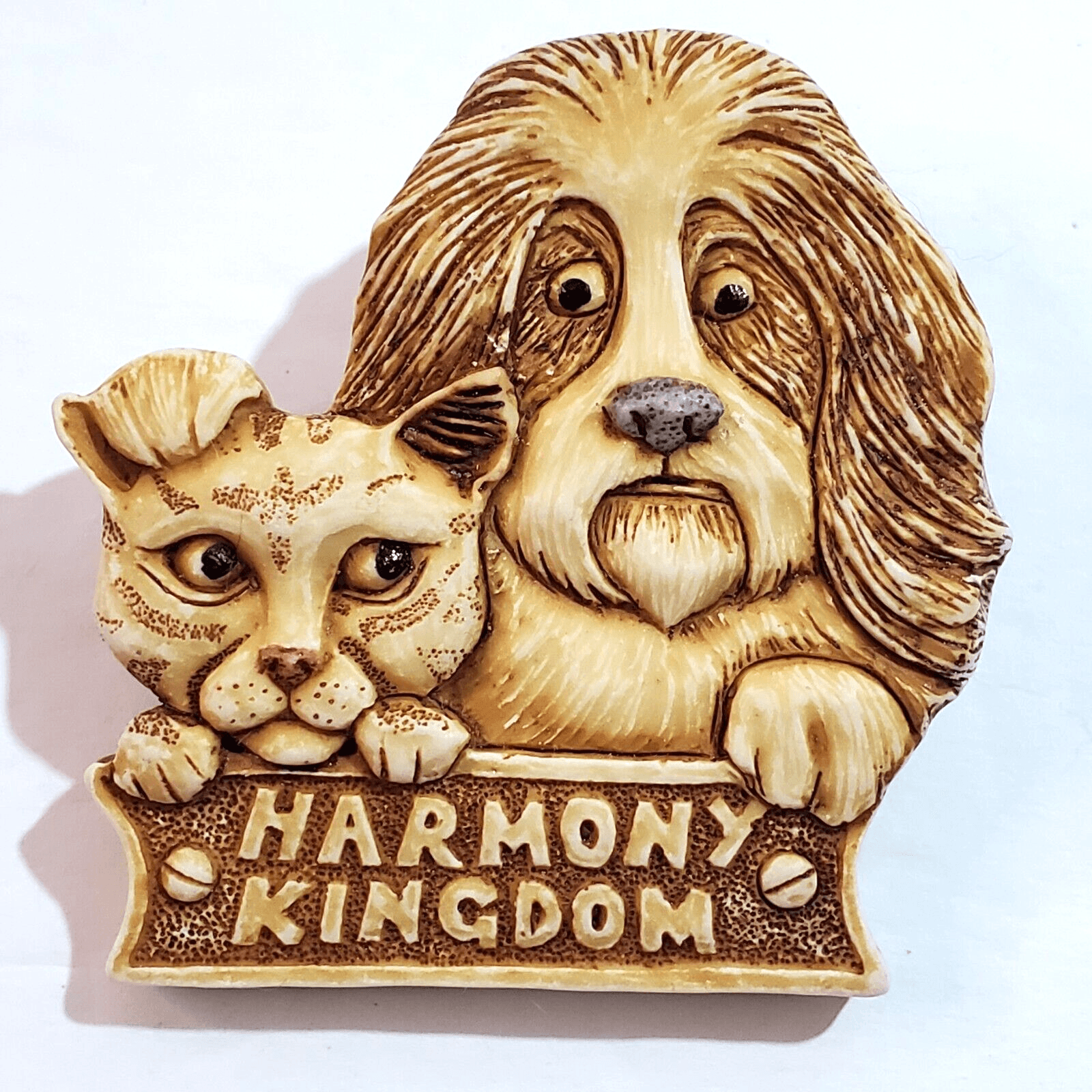 Vintage Harmony Kingdom Royal Watch Club Dog and Cat Brooch Pin Retired 2003