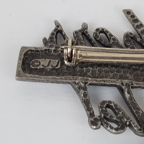 Vintage Signed JJ Pewter Teachers Rule Apple Ruler Brooch Pin - Thumbnail 4