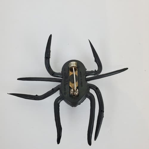 Vintage Easter Unlimited Black Rubber Spider Bug Figural Brooch Pin Halloween - Thumbnail 2
