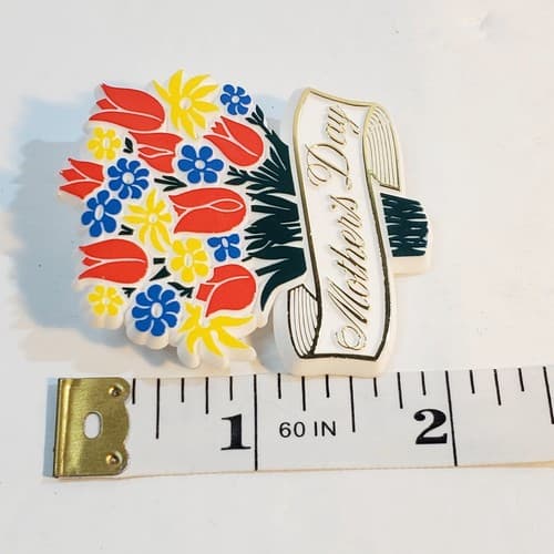 Vtg Stoffel Seals Mother's Day Tulip Bouquet Plastic Brooch Pin Spring Flowers - Thumbnail 4