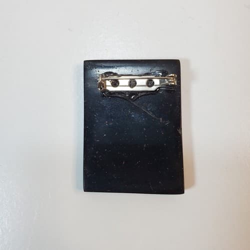 Resin Music Treble Piano Keys Dark Blue Black Silver Tone Rectangle Pin Brooch - Thumbnail 2