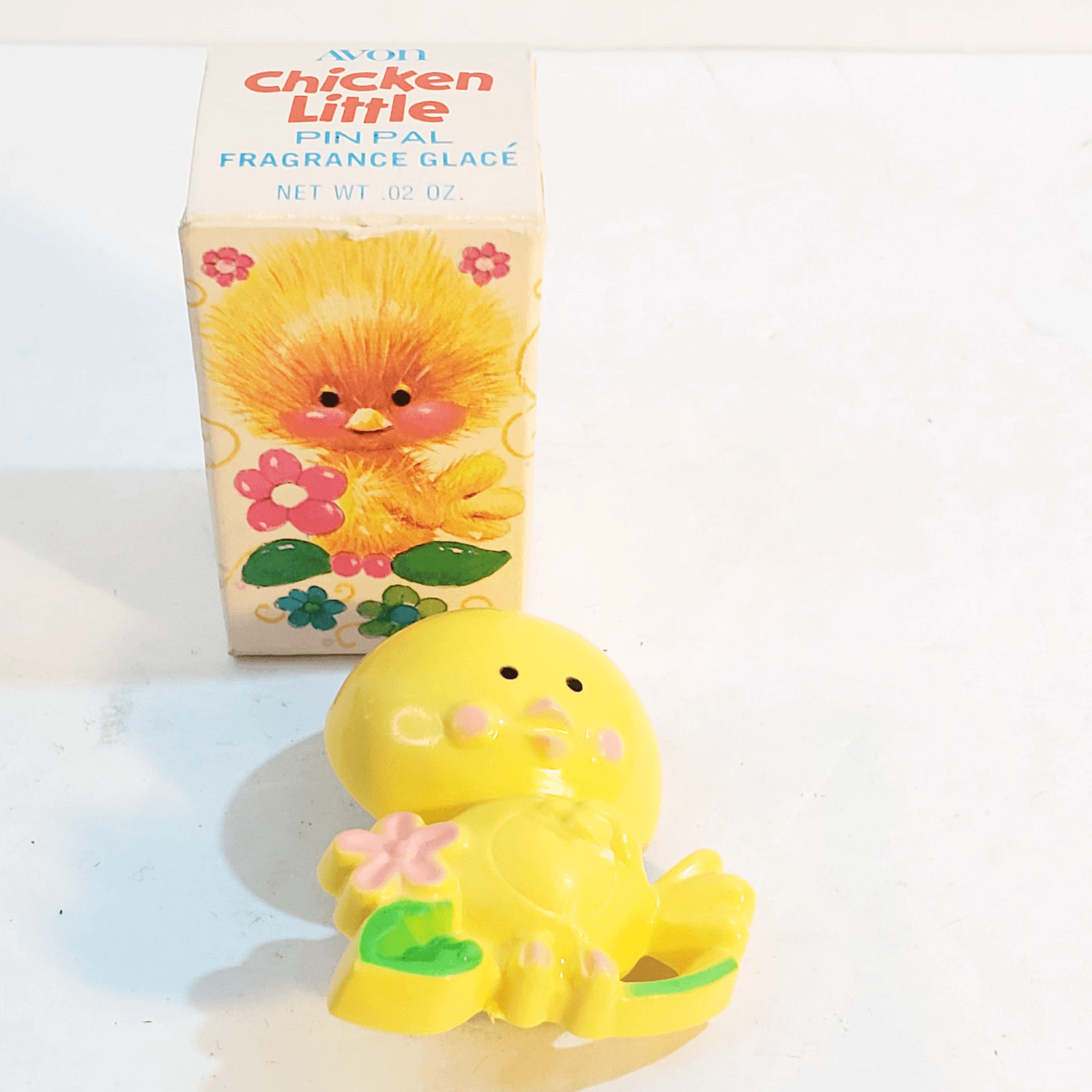 Vtg Avon Pin Pal Chicken Little Fragrance EMPTY Glace Brooch Pin w/ Original Box