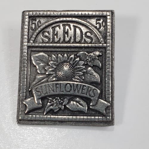 Birds & Blooms 2003 Sunflower Seeds Package Gardening Flowers Pin Brooch