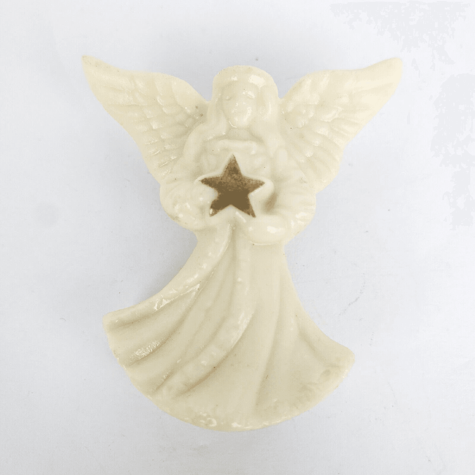 Lenox Off-White Porcelain Christmas Angel Holding Star Brooch Pin Jewelry