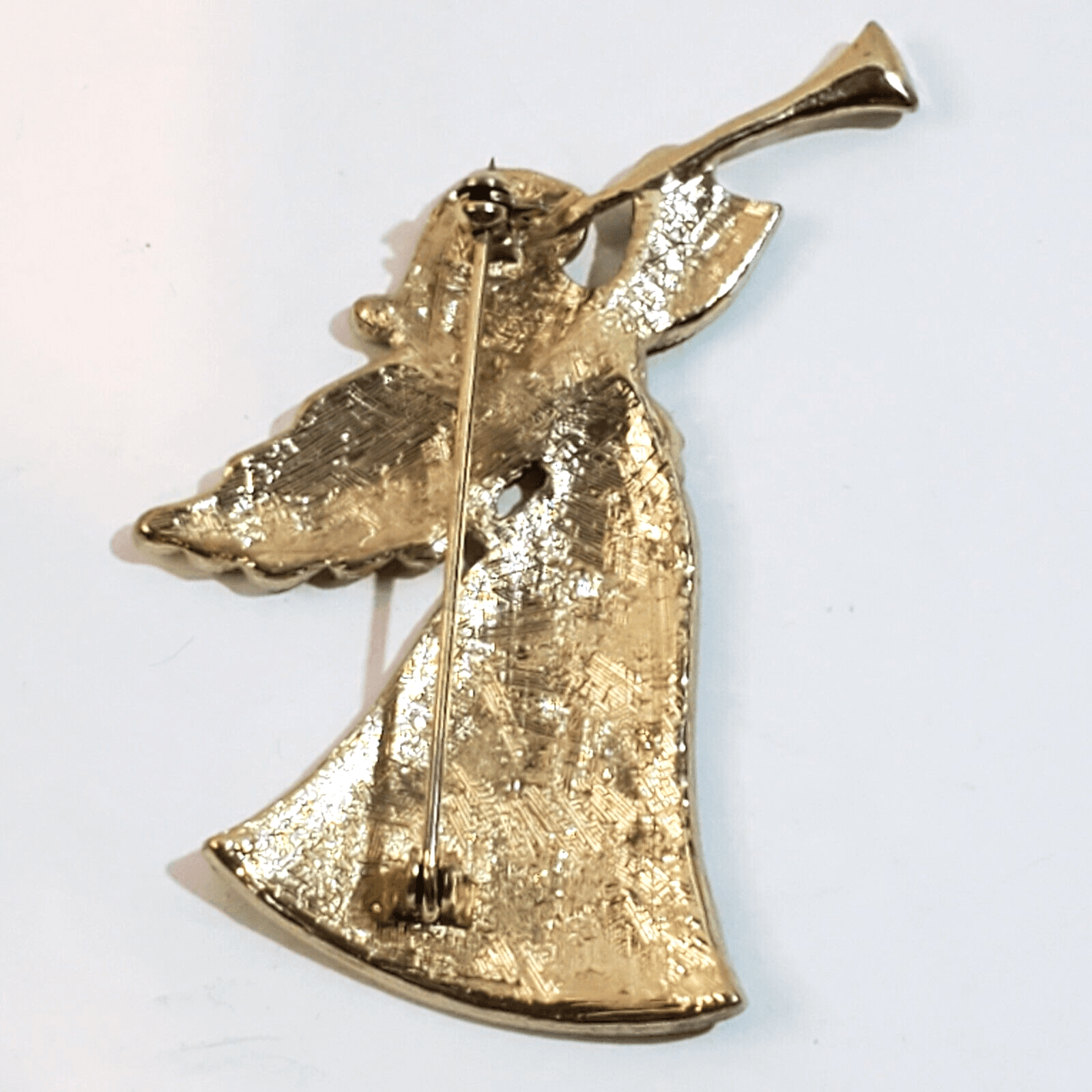 Gold Tone Metal Dots Outline Multi-Colored Enamel Herald Angel Brooch Pin - Thumbnail 2
