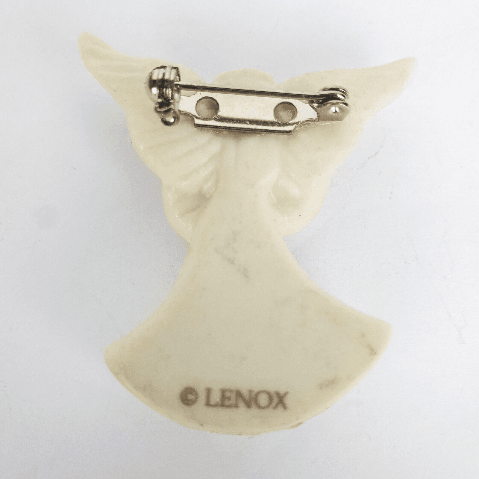 Lenox Off-White Porcelain Christmas Angel Holding Star Brooch Pin Jewelry - Thumbnail 2