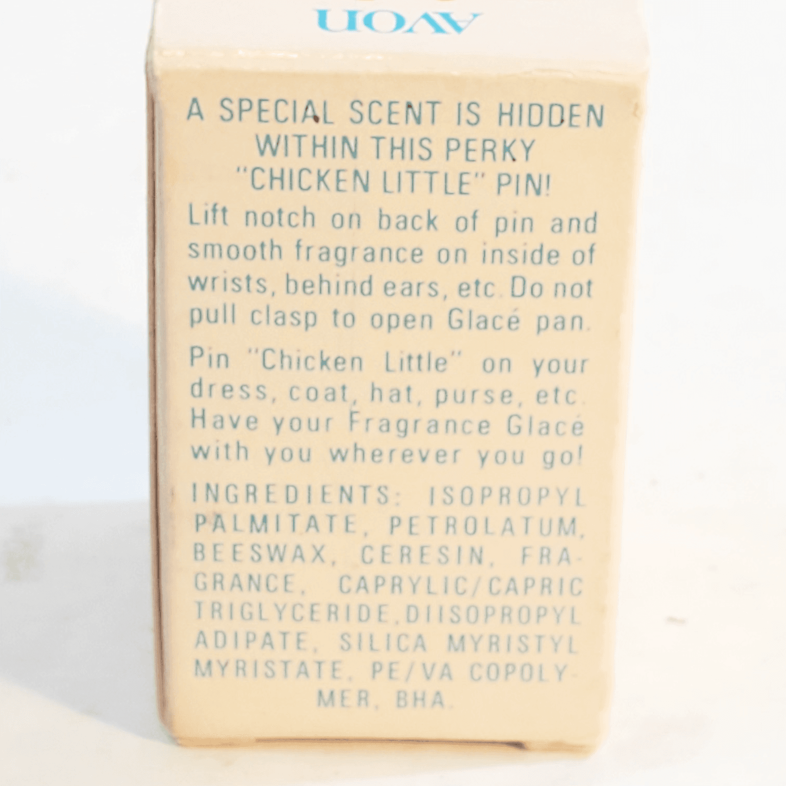 Vtg Avon Pin Pal Chicken Little Fragrance EMPTY Glace Brooch Pin w/ Original Box - Thumbnail 7