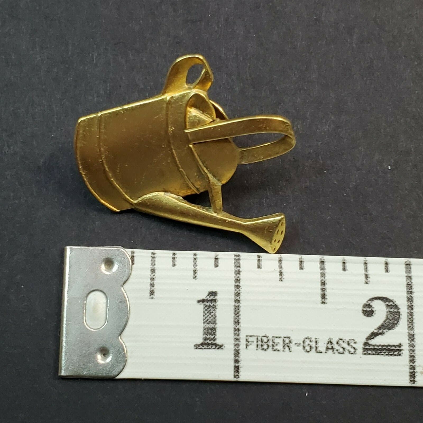 Vintage Signed JJ Gold Tone Watering Can Pin Brooch Spring Gardening Easter - Thumbnail 4