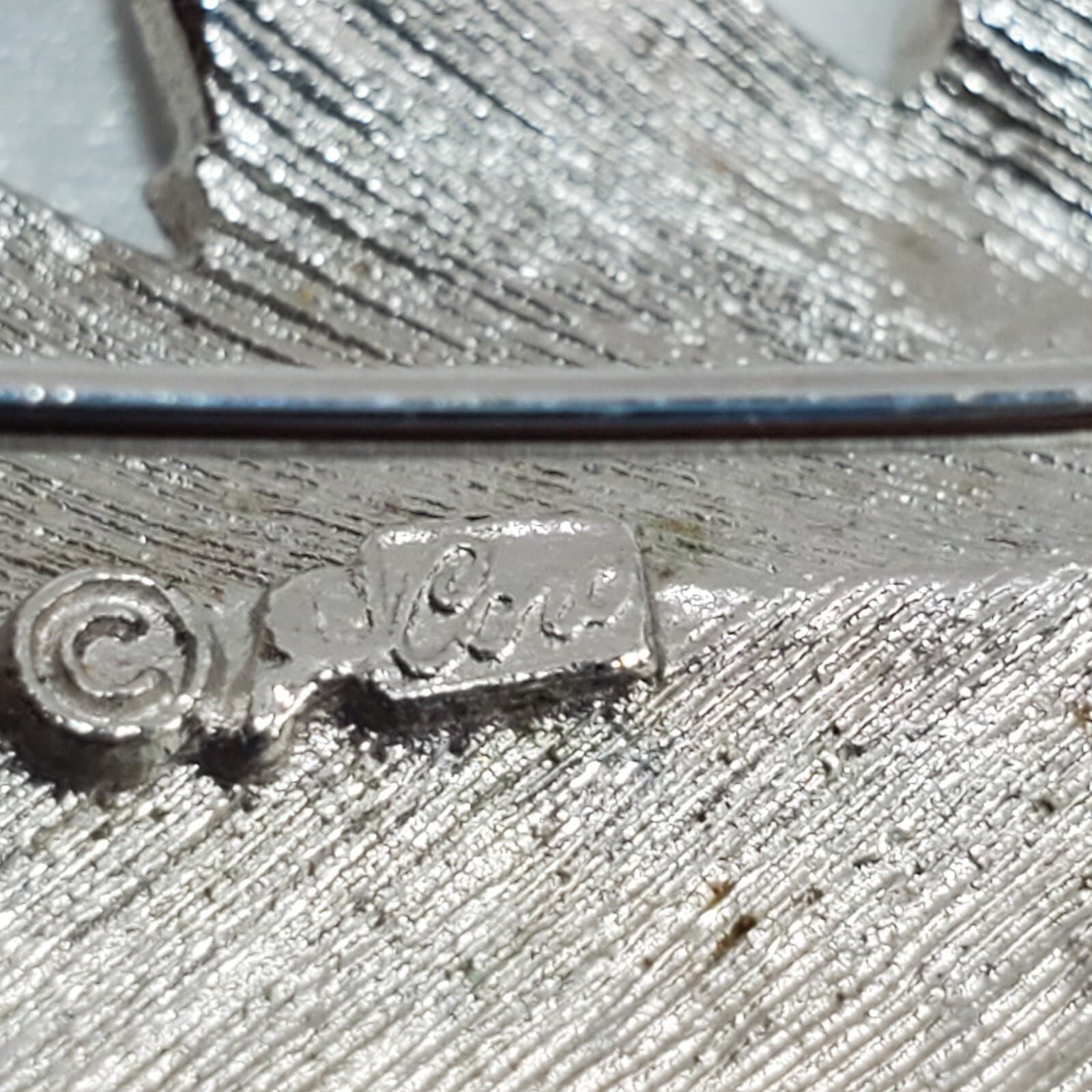 Vintage Signed Coro Textured Silver Tone Curled Leaf Brooch Pin Jewelry - Thumbnail 3