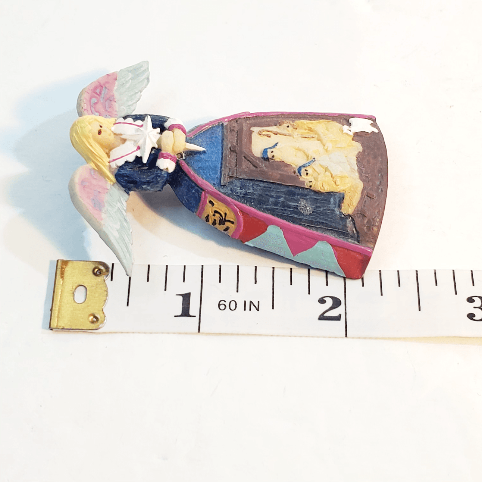 Jim Shore Resin Angel Holding Star With Nativity Shepards Skirt Pin Brooch - Thumbnail 4