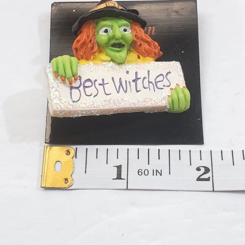 Vintage Resin Best Witches Halloween Witch Brooch Pin - Thumbnail 3