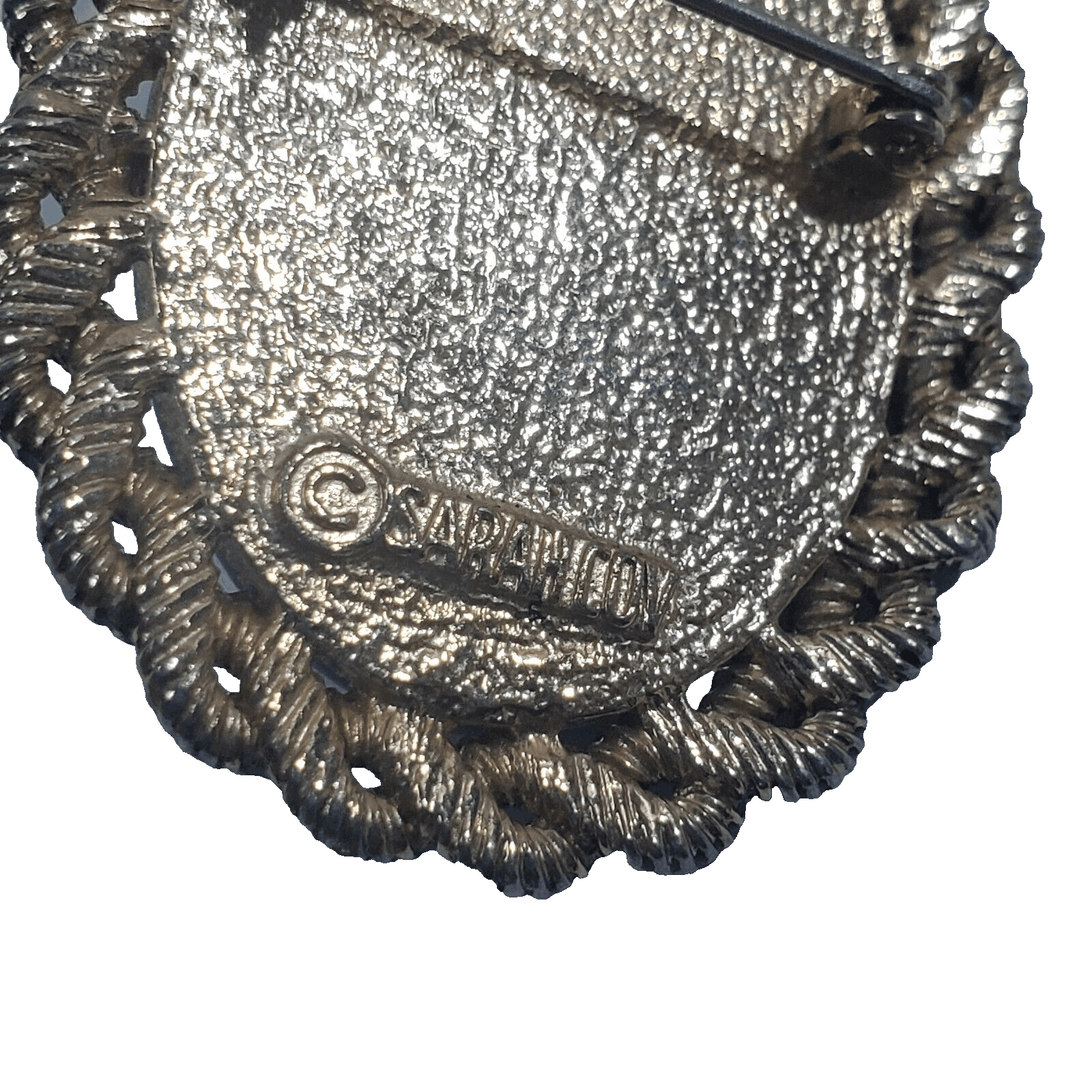 Vtg Sarah Coventry Textured Gold Tone and Enamel Old Vienna Brooch Pin Pendant - Thumbnail 3