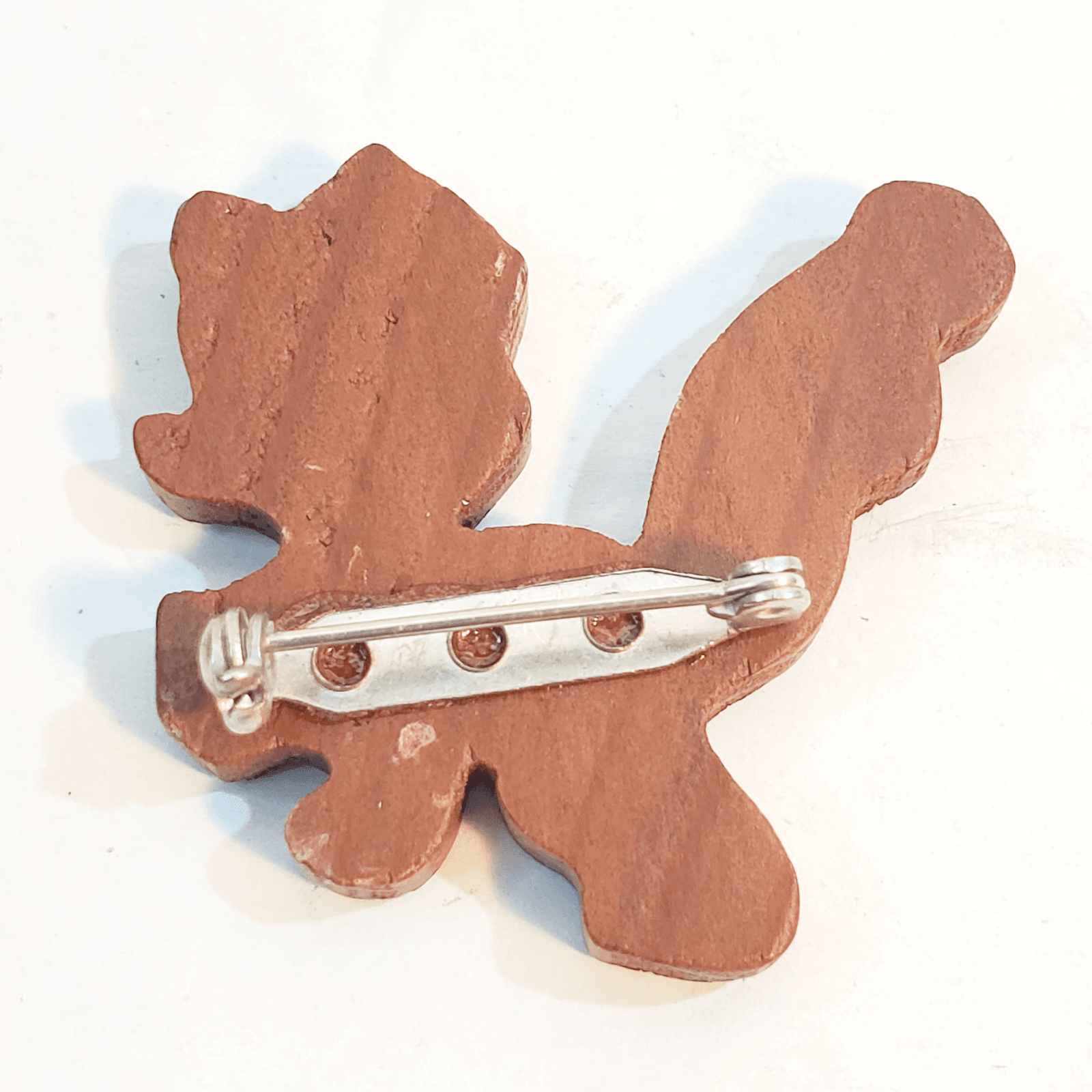 Vintage Hand Made Carved California Redwood Burl Skunk Pin Brooch Retro - Thumbnail 2
