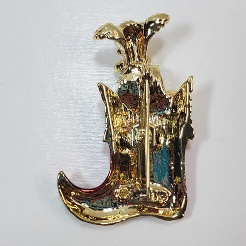 Vintage Gerry's Gold Tone Red Green Enamel Dog In Stocking Christmas Brooch Pin - Thumbnail 2