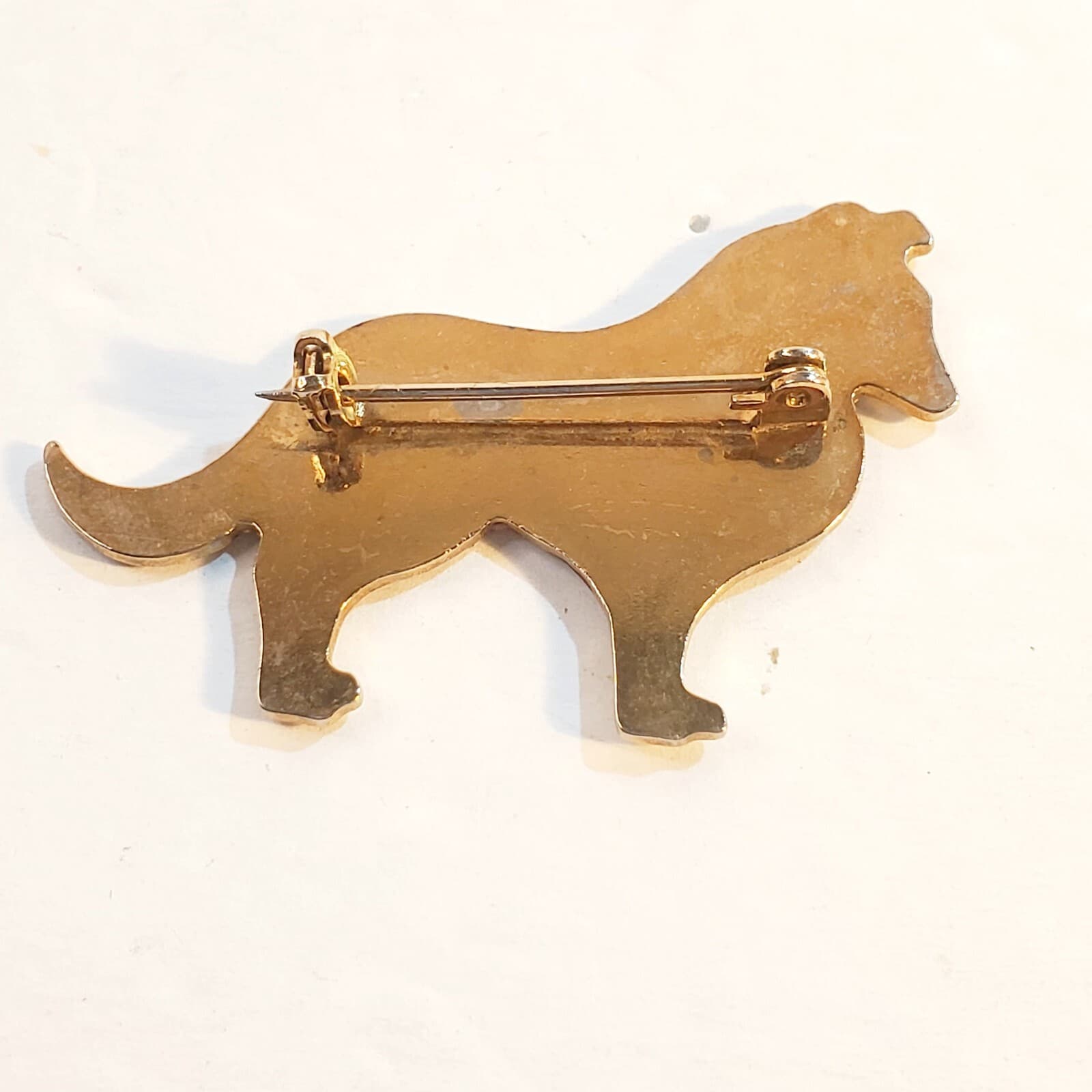 Vintage Collie Dog Breed Figural Brooch Pin Enamel Resin Over Metal - Thumbnail 2