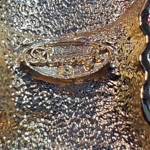 Vtg Danecraft Gold Silver Tone Metal Enamel Cat in Stocking Christmas Brooch Pin - Thumbnail 4