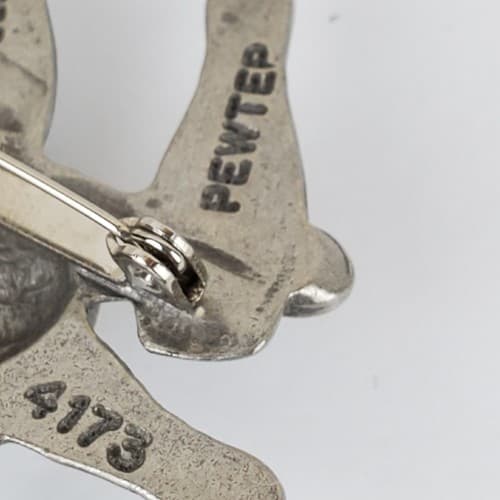 Vintage Pewter 4173 Spoontiques BOWLING Ball & Pins Charm Brooch Pin - Thumbnail 3