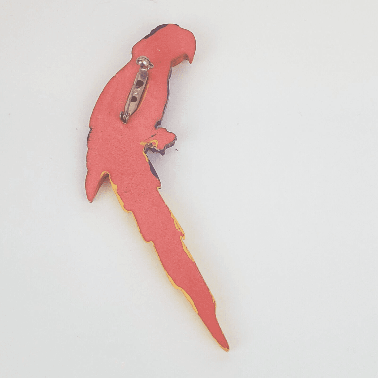 Large Colorful Plastic Enamel Parrot Bird Brooch Lapel Pin Tropical Vacation - Thumbnail 2