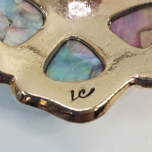 Vintage Liz Claiborne Gold Tone & Faceted Red Rhinestones Flower Brooch Pin - Thumbnail 3