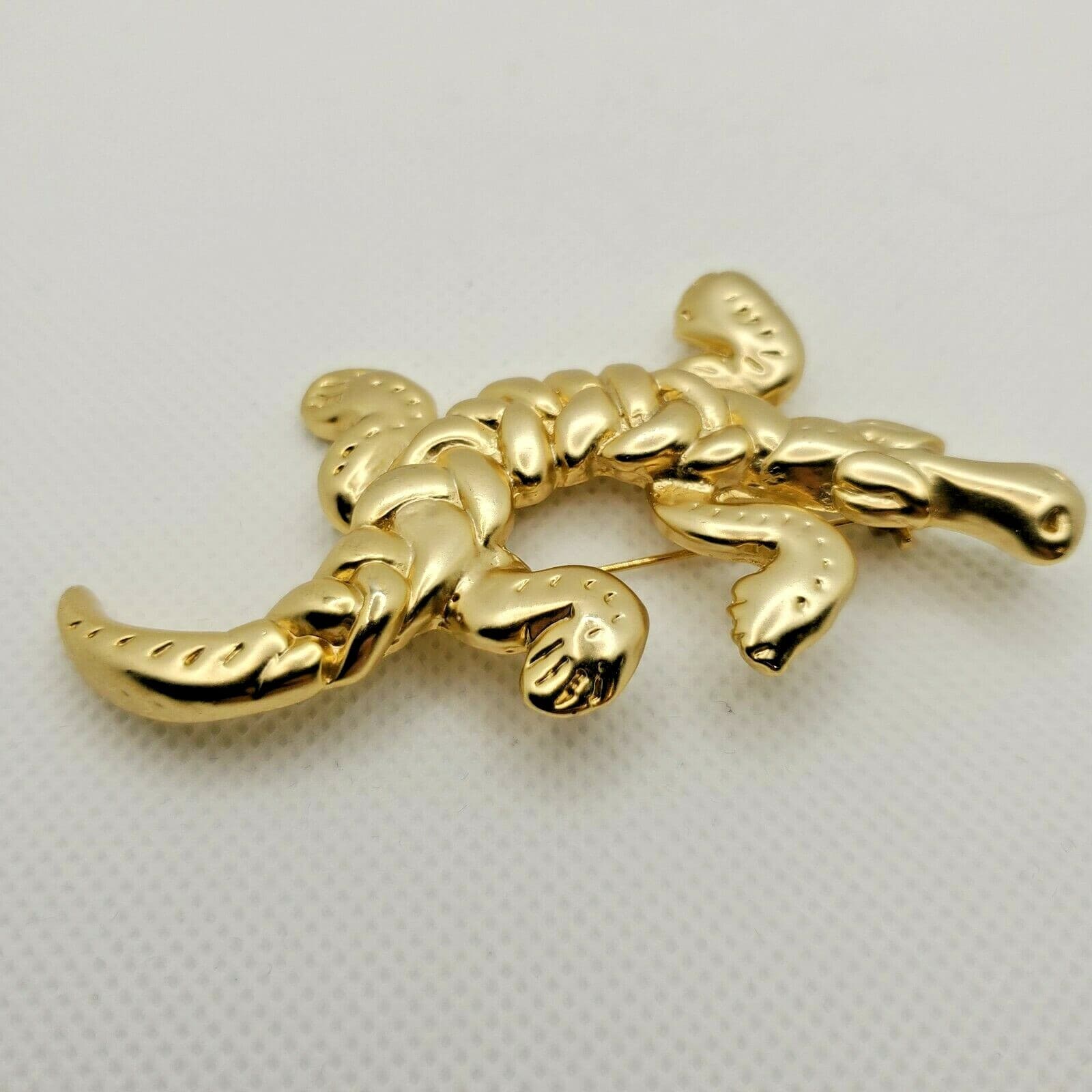 Vintage Gold Tone Alligator Crocodile Reptile Figural Brooch Pin Jewelry - Thumbnail 2