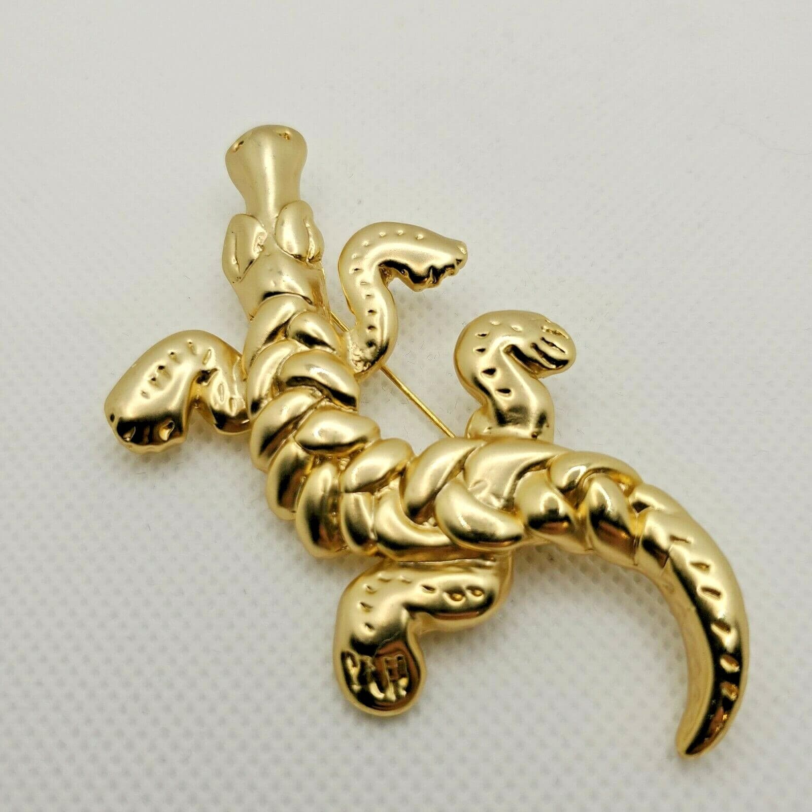 Vintage Gold Tone Alligator Crocodile Reptile Figural Brooch Pin Jewelry - Thumbnail 3