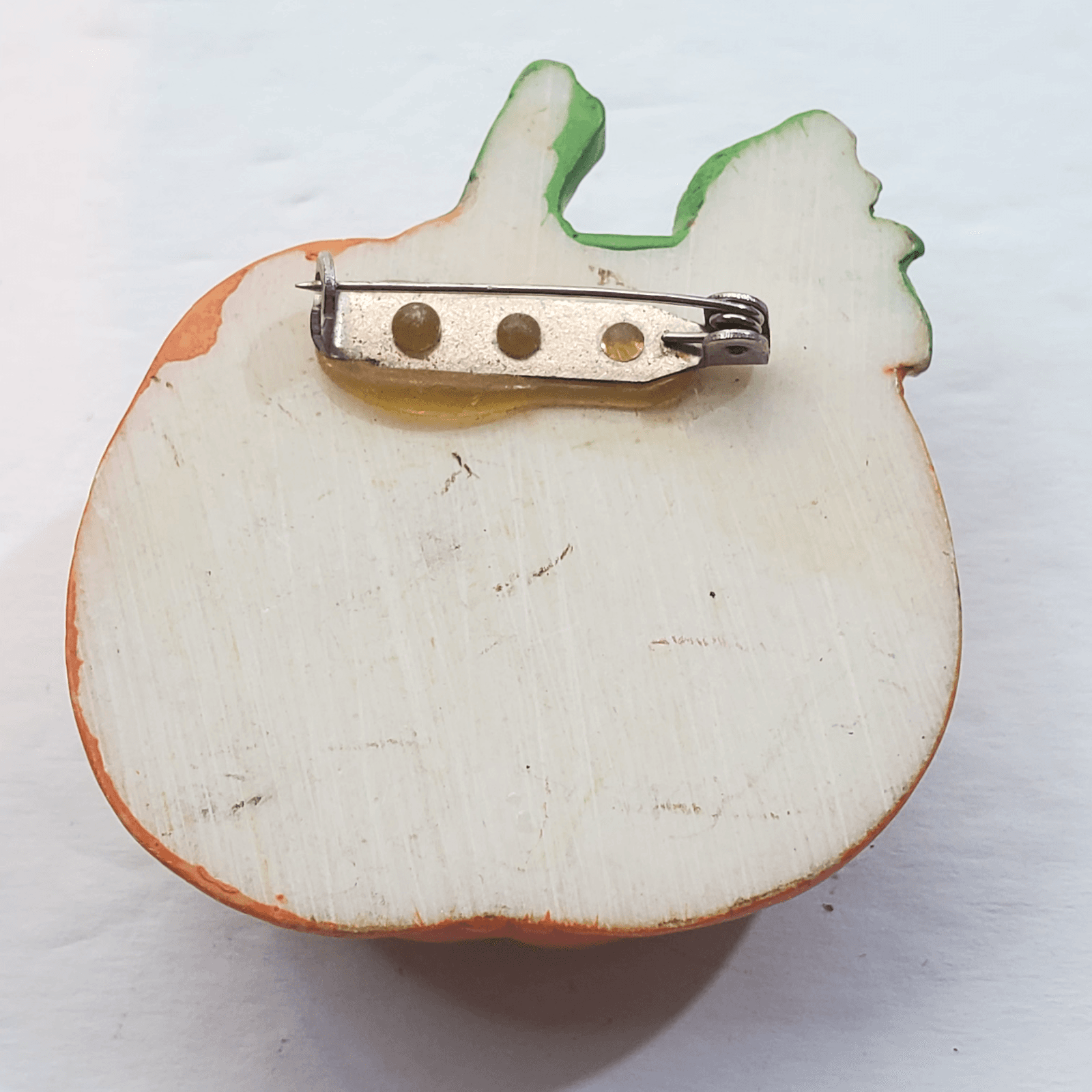 Vintage Large Resin Happy Pumpkin Jack-O-Lantern Brooch Pin Fall Halloween - Thumbnail 2