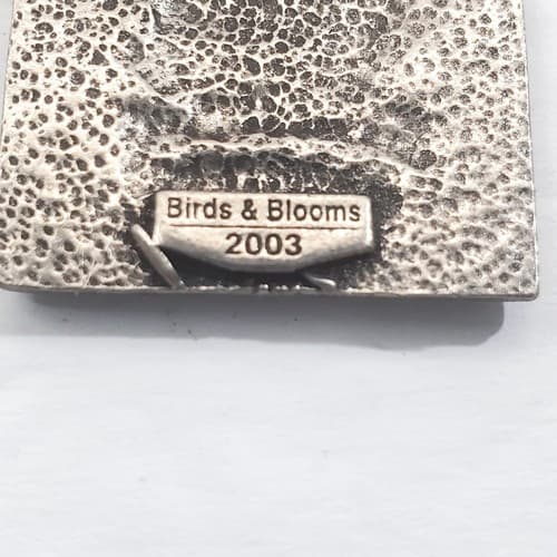 Vintage 2003 Birds and Blooms Pewter Sunflower Seeds Package Brooch Pin - Thumbnail 3