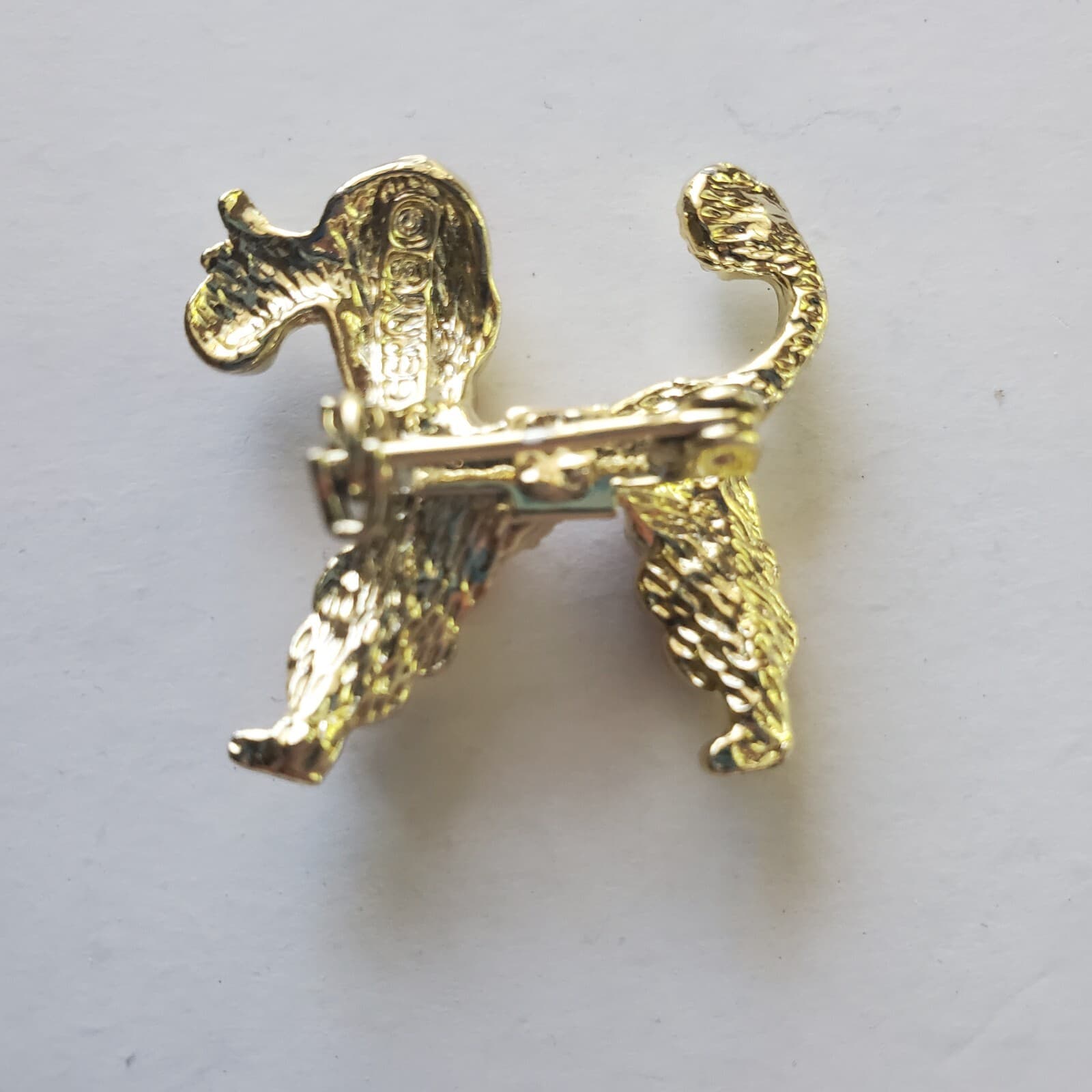Vintage Signed Gerry's Gold Tone Orange Enamel Poodle Dog MCM Pin Brooch - Thumbnail 2